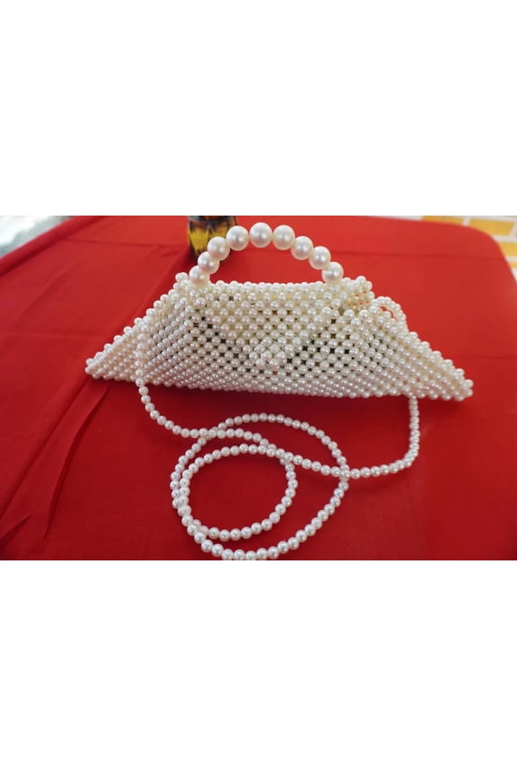 Handmade Pearl Beaded Bag for Women Bridal Ivory Pearl Evening Shoulder Bag, Wedding Beaded Purse, Elegant Party & Bridal Shower Handbag