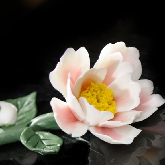 Handmade Peony Incense Holder Ceramic Stick Burner Zen Aromatherapy Tray for Home Tea Room Meditation or Interior Display