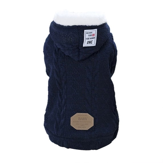 Handmade Pet Sweater High Collar Hooded Solid Color, Small Winter Warm Coats for Dogs