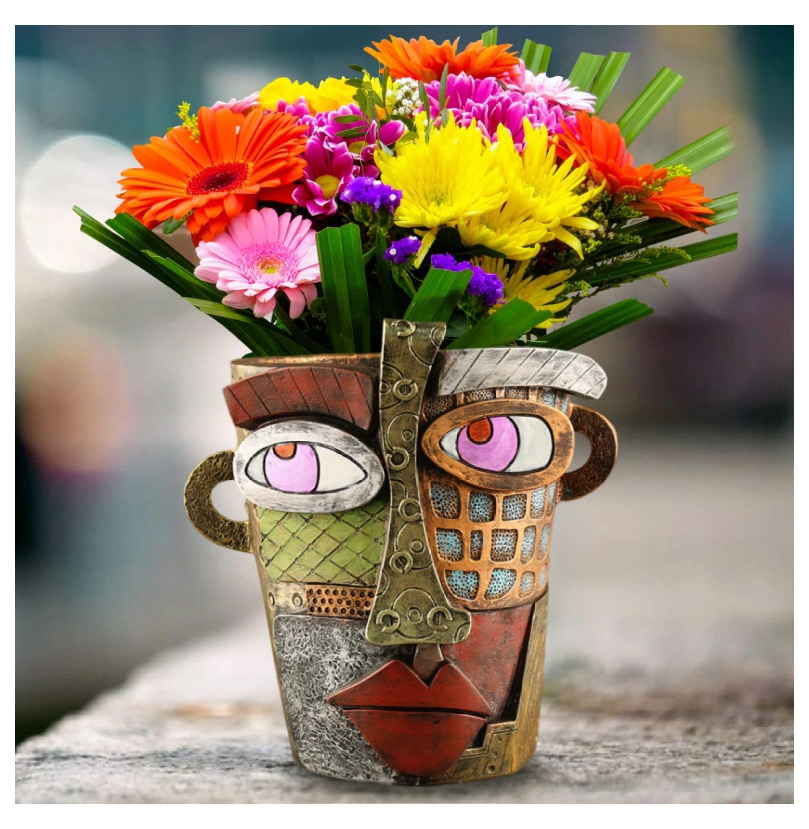 Handmade Picasso Brutalist Abstract Beauty Face Flower Pot, Face Flower ...