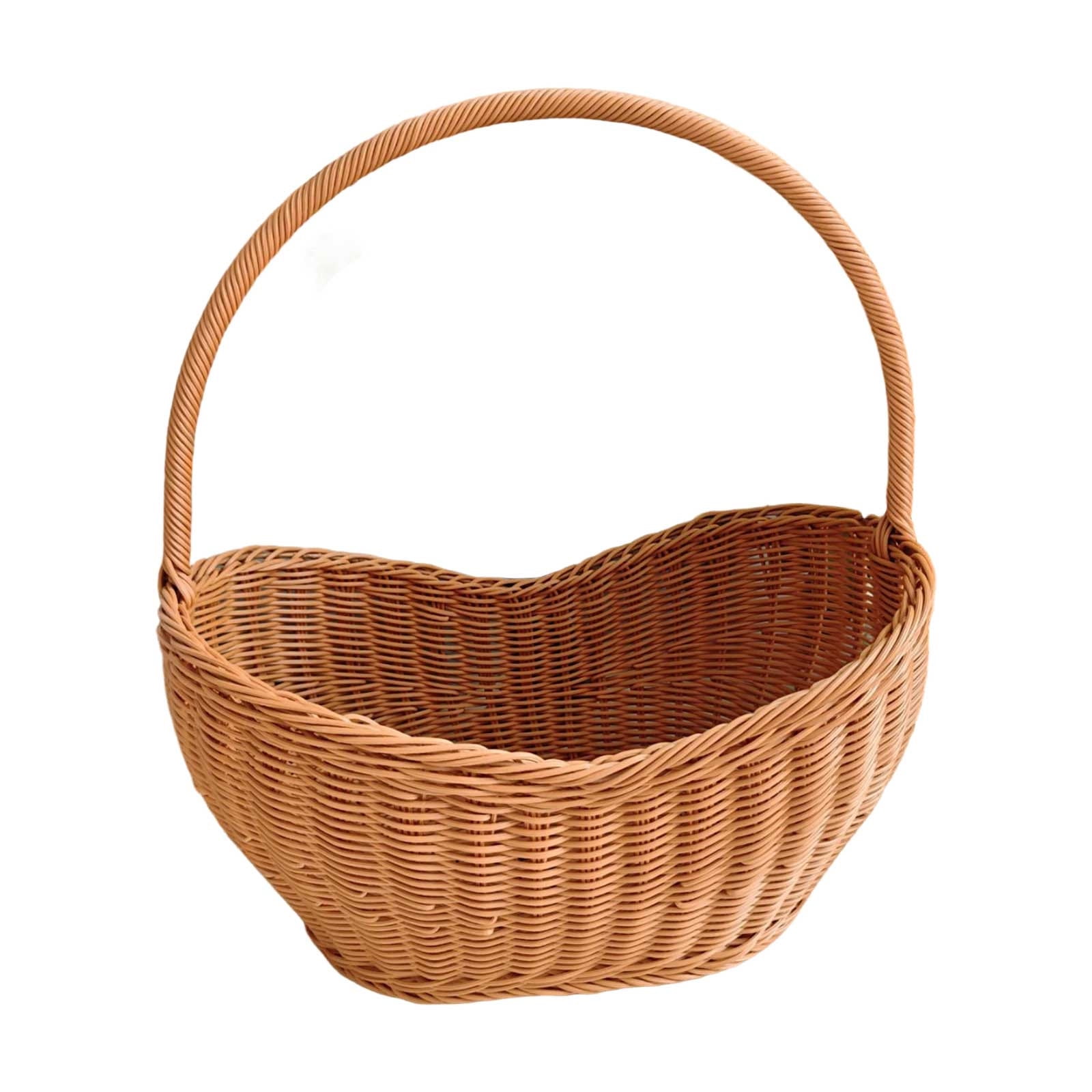 Handmade Picnic Basket with Handles Natural Large Willow Hamper Basket for Easter Eggs Candy Storage Basket for Toy Flower Wedding