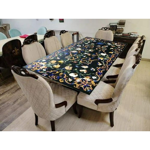 Handmade Pietra Dura Marble Table Top – Elegant Coffee & Dining Table – Natural Marble Stone Art Home Décor-42x60 Inch