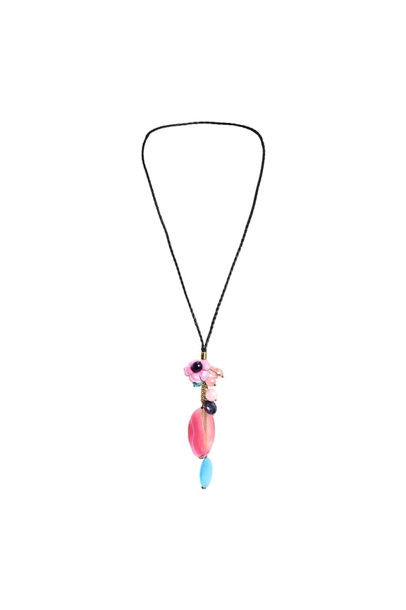 Handmade Pink Agate Teardrop Floral Necklace
