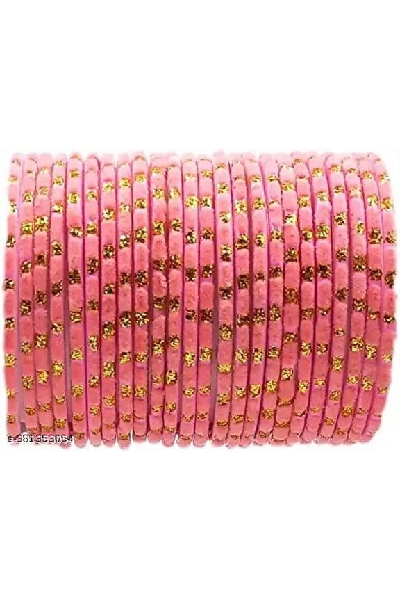 Handmade Pink Color 36 PCS Spark Metal bangle bracelet For Girls Made In India High Quality Metal Bangles Set