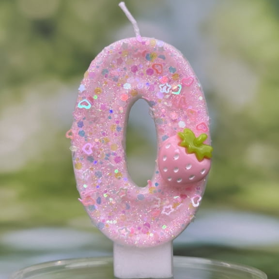 Handmade Pink Strawberry Birthday Candles - Unique Number Cake Decoration for Parties