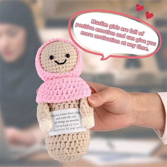 Handmade Pink Sunny Day Doll Positive Energy Hat Wearing Plush Toy Spring Outing Theme Stuffed Animal Soft Amigurumi Collectors Cheerful Gift