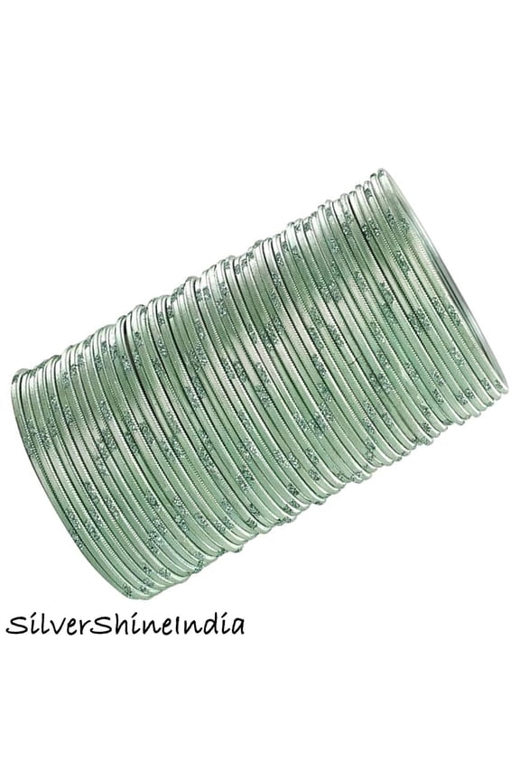 Handmade Pistachio green Color New 36 PCS Metal bangle bracelet For Girls Made In India High Quality Metal Bangles Set For Girls And Women