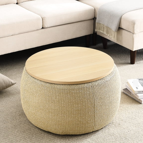 Handmade Plastic Round End Table Ottoman / Provide Storage and Seating at Home