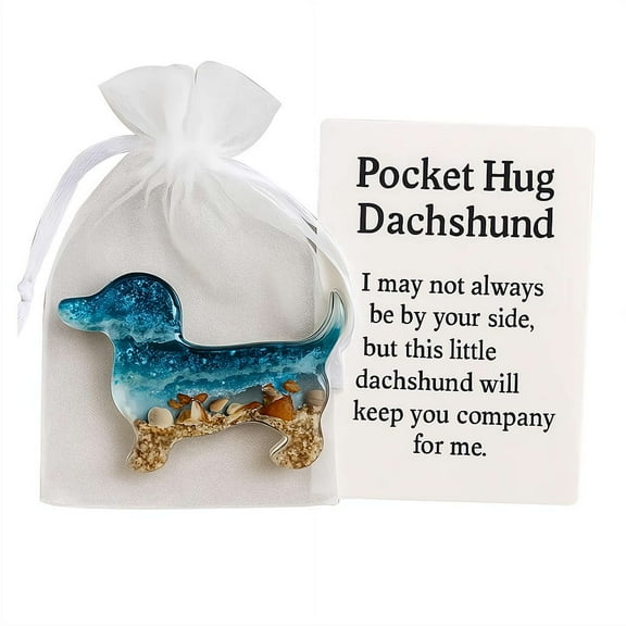 Handmade Pocket Hug Token, Soothing Shells Ocean Sand Design Pocket Hug Dachshund Long-Distance Keepsake Gift for Dog Lovers, Pet Enthusiasts