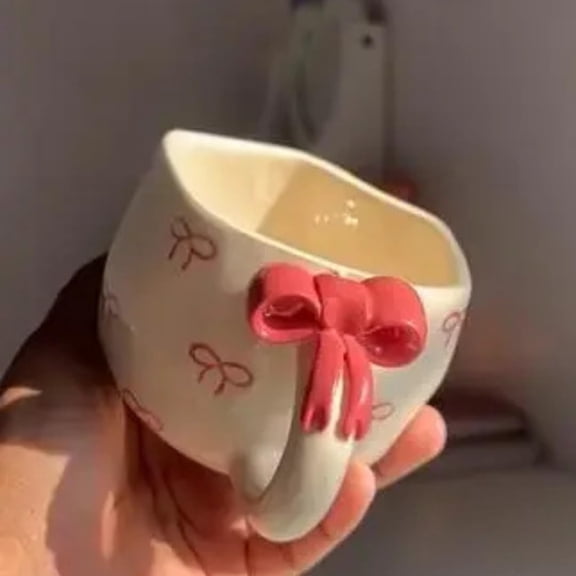 Handmade Polka Dot Coffee & Tea Cup | Unique Gift for Birthday, Valentine & Anniversary | 3D Rose Ceramic Mug |240ML | Microwave Safe (Rose Cup)