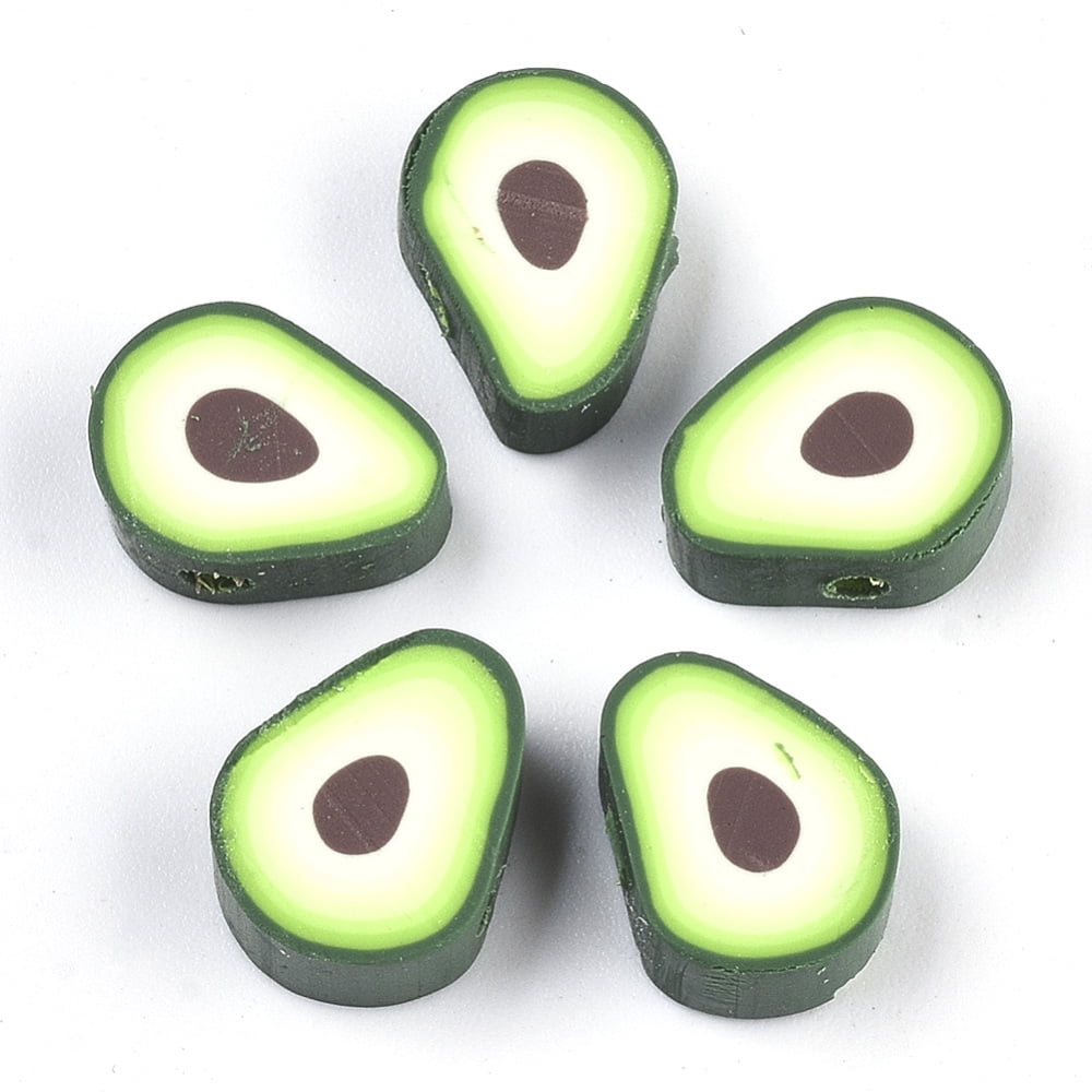 Handmade Polymer Clay Beads Avocado Green 11.5x9x5mm Hole: 2mm