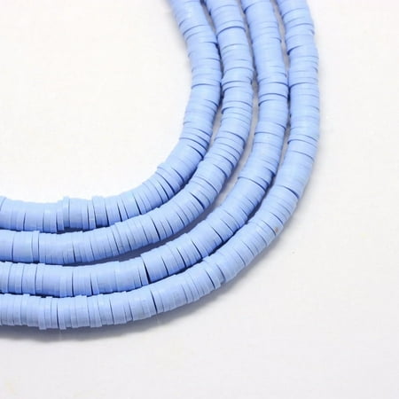 Handmade Polymer Clay Beads Disc/Flat Round Heishi Beads Cornflower Blue 6x1mm Hole: 2mm 380~400pcs/strand 17.7 inch