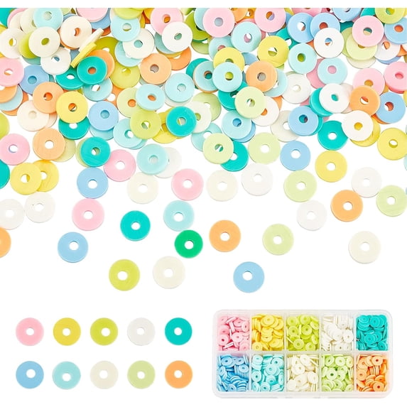 Handmade Polymer Clay Beads Disc/Flat Round Heishi Beads Mixed Color 8x0.5~1mm Hole: 2mm 10 colors 200pcs/color 2000pcs