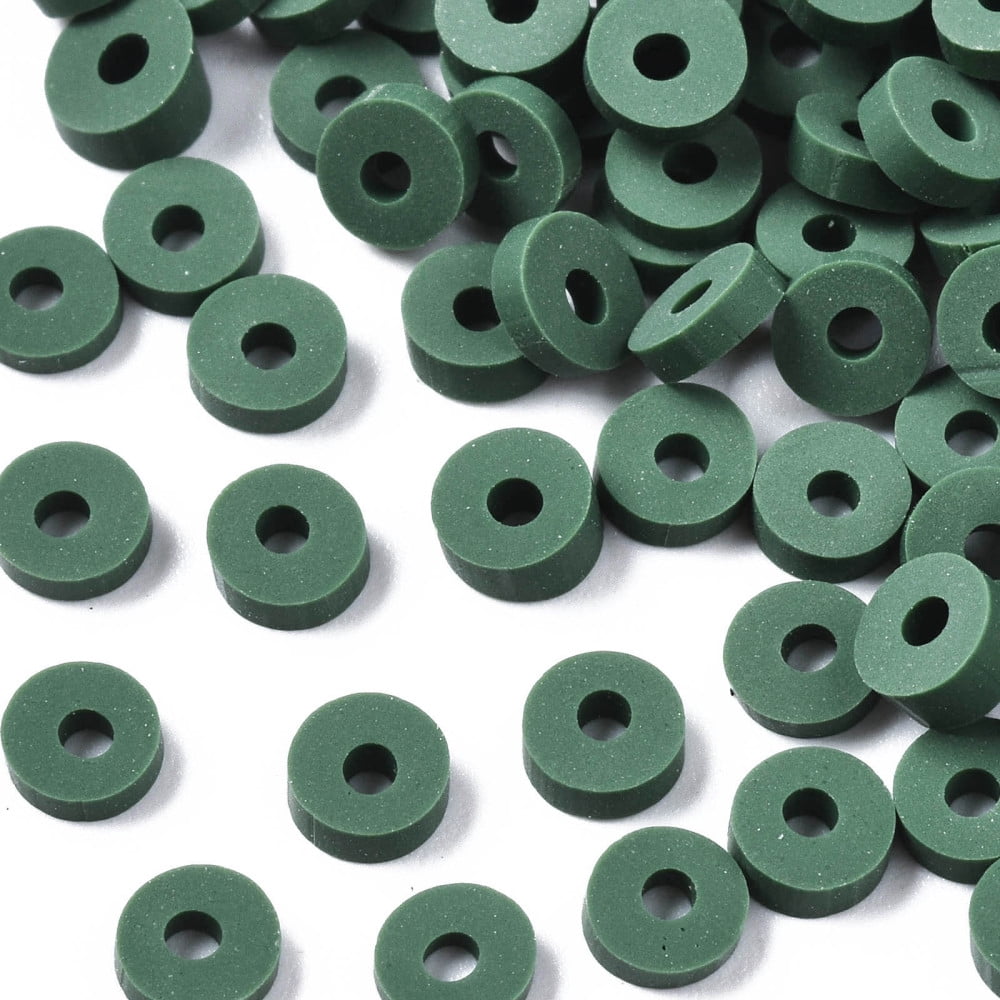 Handmade Polymer Clay Beads Disc/Flat Round Heishi Beads Sea Green 4x1mm Hole: 1mm 55000pcs/1000g
