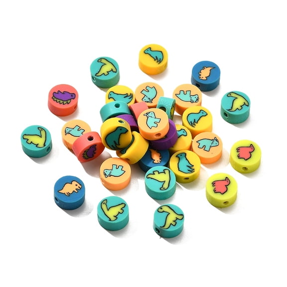Handmade Polymer Clay Beads Flat Round Dinosaur Mixed color 10x5mm Hole: 1.7mm 1000pcs