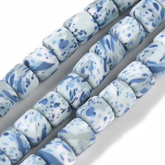 Handmade Polymer Clay Beads Strand Column Cornflower Blue 6~7.5x5.5~7mm Hole: 1.7~2.3mm 54~65pcs/strand 15.83~16.69''(40.2~42.4cm)