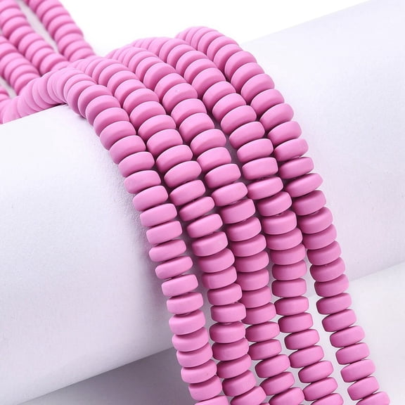 Handmade Polymer Clay Beads Strands for DIY Jewelry Crafts Supplies Flat Round Flamingo 6~7x3mm Hole: 1.5mm about 113~116pcs/strand