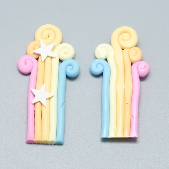 Handmade Polymer Clay Cabochons Rainbow Colorful 47~54x22~25x3mm