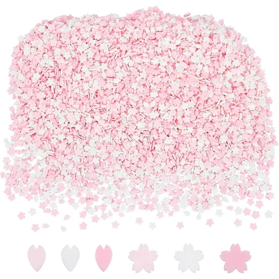 Handmade Polymer Clay Cabochons Sakura Pink 4.5~5x4~5x0.6~1mm 100g about 5700pcs/box