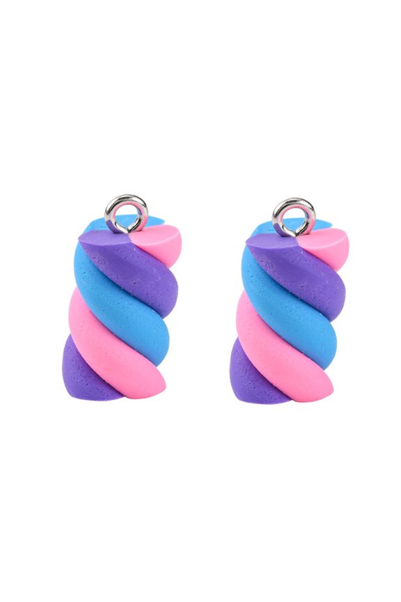 Handmade Polymer Clay Charms with Platinum Tone Iron Findings Marshmallow Colorful 17-19x9-10x9-10mm Hole: 2mm