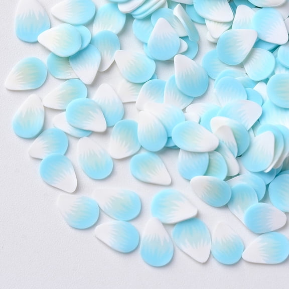 Handmade Polymer Clay Nail Art Decoration Accessories Petal Pale Turquoise 5~7.5x4~6x0.3~1mm about 5000pcs/50g.