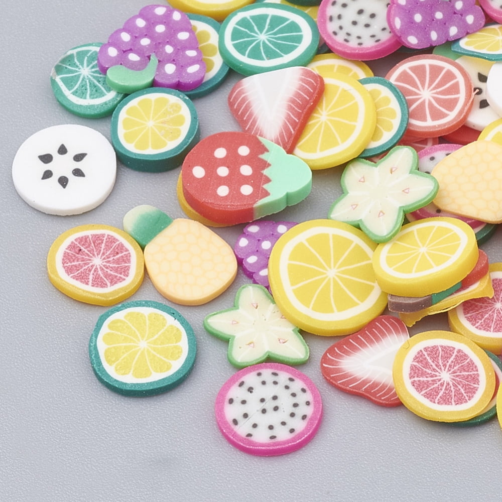 Handmade Polymer Clay Nail Art Decoration Fashion Nail Care No Hole Fruit Mixed Color 3.5~9x3.5~8x0.1~3mm