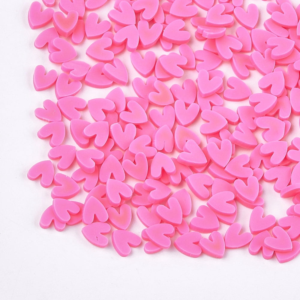 Handmade Polymer Clay Nail Art Decoration Fashion Nail Care No Hole Heart Hot Pink 4~6x4~5x1~2mm DIY