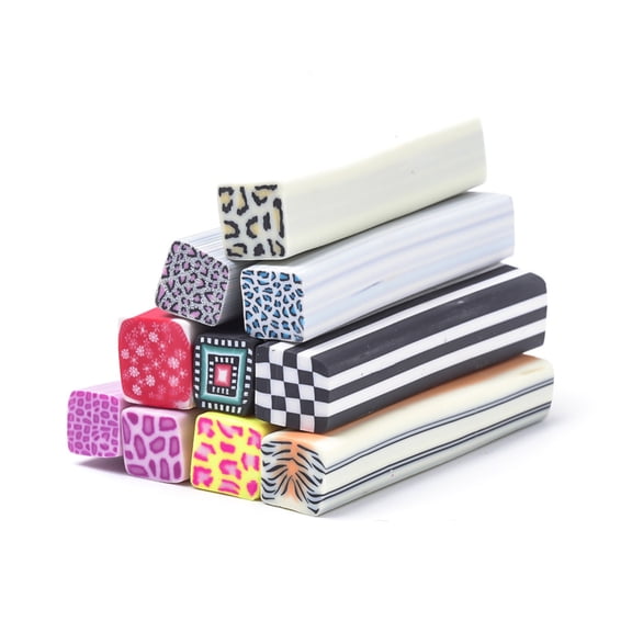 Handmade Polymer Clay Nail Art Decoration Fashion Nail Care No Hole Tubes Cuboid Mixed color 50x9~10x9~10mm