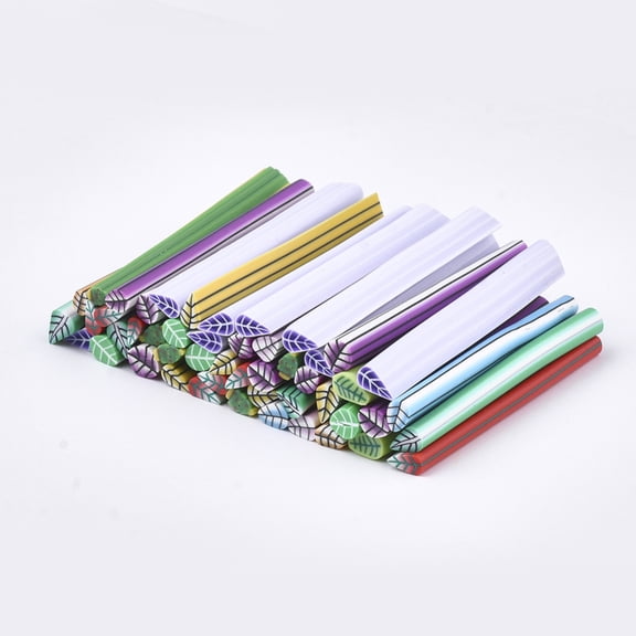Handmade Polymer Clay Nail Art Decoration Fashion Nail Care No Hole Tubes Leaf Mixed color 49~52x5~6x2.5~4mm Polymer Clay