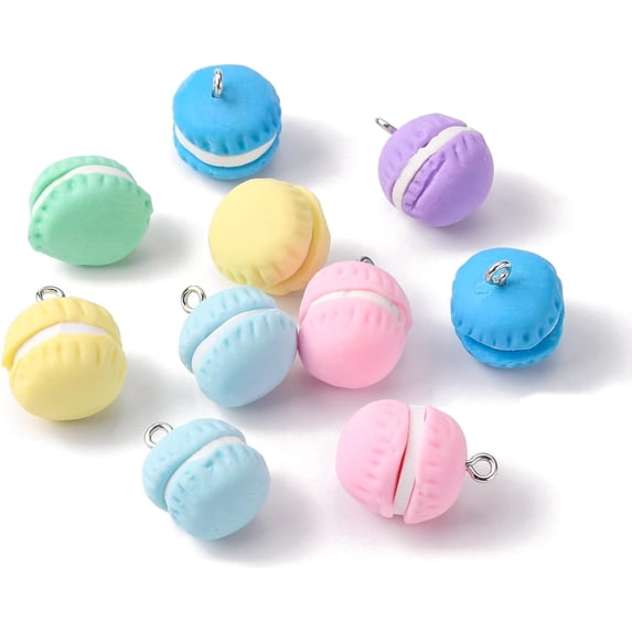 Handmade Polymer Clay Pendants Macarons Mixed color 18~20x14~15mm Hole: 2mm