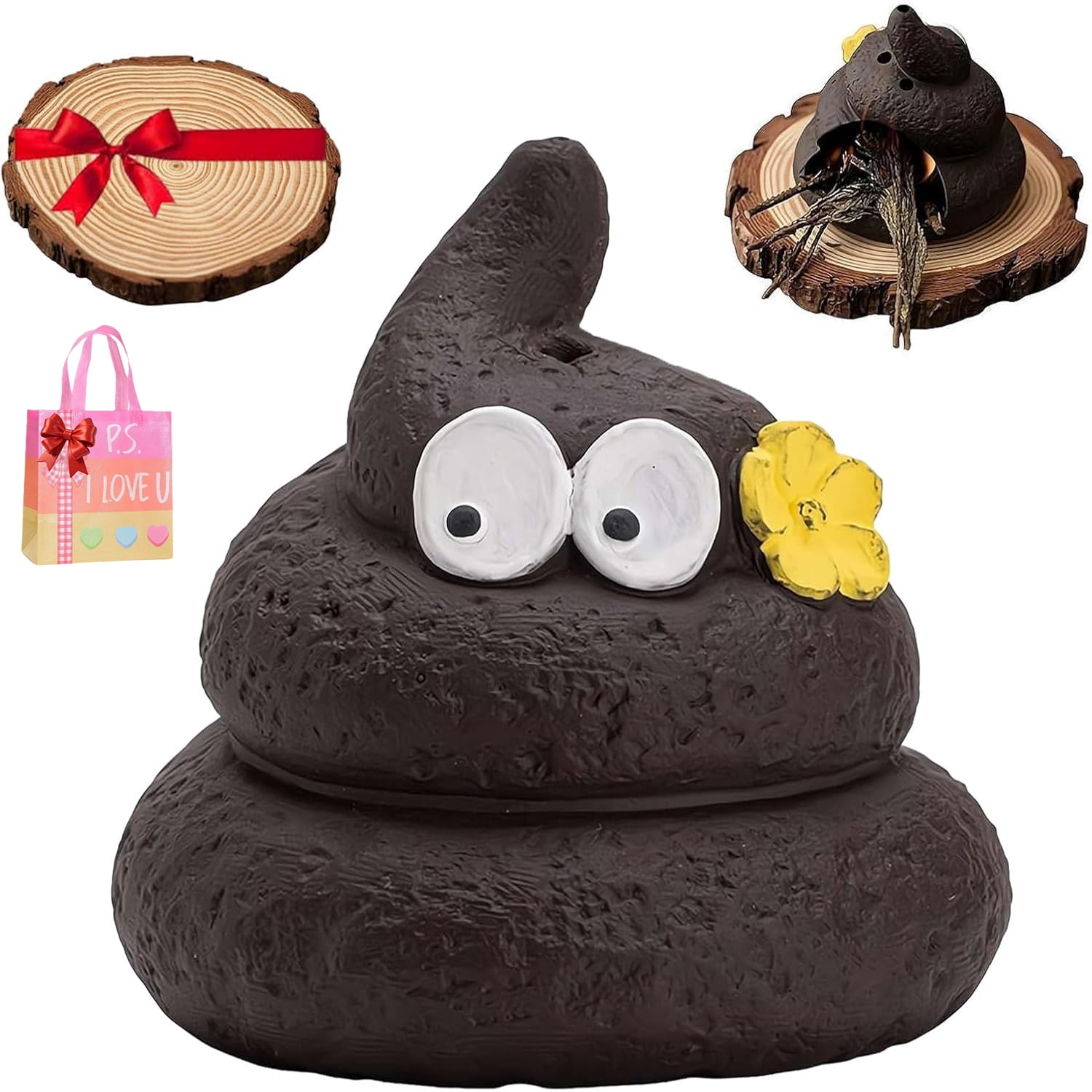 Handmade Poop-Shaped Ceramic Incense Burner, Funny Aromatherapy Decor, Creative Mini Ceramic Fireplace Fragrance Holder for Meditation,Yoga,and Home Decor Gift