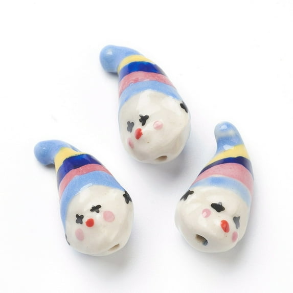 Handmade Porcelain Beads Clown Colorful 26x14x12.5mm Hole: 2.5mm