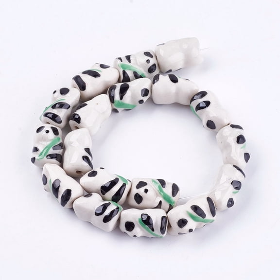 Handmade Porcelain Beads Panda Black 19~20x13~13.5x11~13mm Hole: 2mm diy