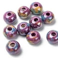 thumbnail image 1 of Handmade Porcelain European Beads Large Hole Beads Pearlized Rondelle Orchid 12x9mm Hole: 4mm, 1 of 7