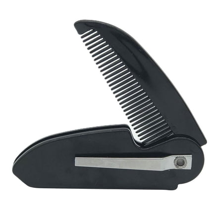 Handmade Portable Foldable Mustache Beard Comb for Pockets static Black