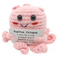 thumbnail image 1 of Handmade Positive Octopus Plush Toy, Cute Crochet Stuffed Animal, Inspirational Gift for Kids and Adults, Desk Decor, Stress Relief Toy, Motivational Quote, Soft Pink Knitted Octopus Doll, 1 of 5