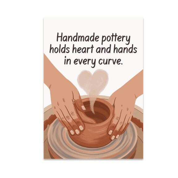 Handmade Pottery Holds Heart and Hands - Pottery Lover - 13x19 Poster Print