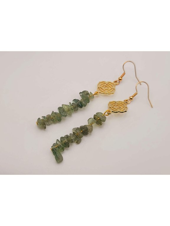 Handmade Prasiolite Natural Drop Earrings , Crystal Earrings