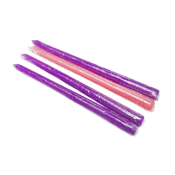 Handmade Premium Candle Set (4PCS) - 3 Purple & 1 Pink, Long-Burning & Low Smoke, Suitable For Advent Rings & Valentine's Day