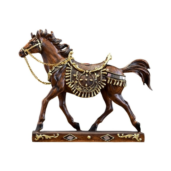 Handmade Premium Running Horse Figurine For Decorative Accent, Luxury Craftsmanship With Intricate Saddle Ornamentation & Realistic Details, Home Office Shelf Desk Decor Or
