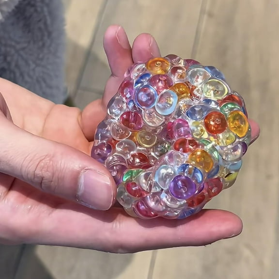 Handmade Pressure-Relief Balls Handmade Stressball Stress Relief Balls For Hands Portable Shapeable Ball Noisy Balls Hand Exercisers Funny Gift For Women Men (Rainbow)