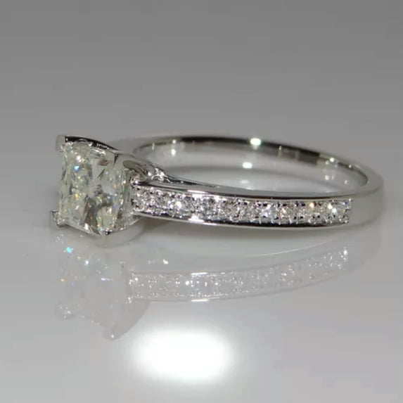 Handmade Princess Cut 1ct Engagement CZ 925 Silver Women Wedding Band Ring Sz4-9