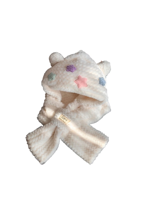 Handmade Pullover Bonnet Ear Flap Hat Bear Ear Beanie Windproof Neck Scarf Cap