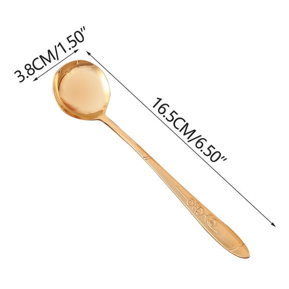 Handmade Pure Copper Engraved Spoon, Long Handle Soup Spoon, Western Tableware for Dining & Kitchen, Elegant Home Decor, Rose Handle
