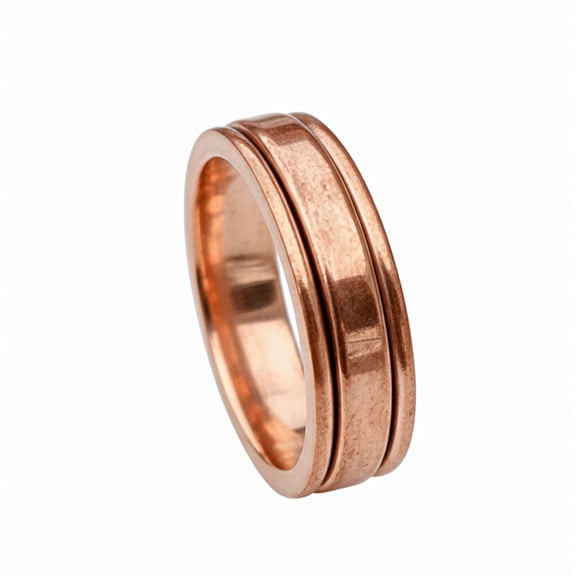 Handmade Pure Copper Spinner Ring, Anxiety Stress Relief Band, Minimalist Spinning Ring