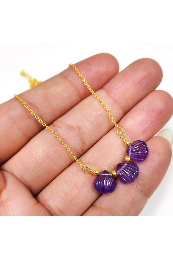 Handmade Purple Amethyst Necklace, Tiny Amethyst Necklace, 925 Silver Chain Necklace, Purple Gemstone, Charm Necklace, Anniversary Day gifts