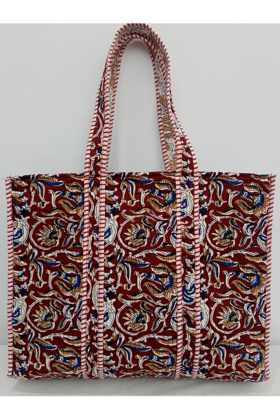 Handmade Quilted Cotton Tote Bag Reversible Floral bag Shopper