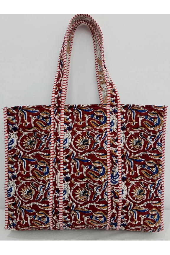 Handmade Quilted Cotton Tote Bag \ Reversible Floral bag Shopper