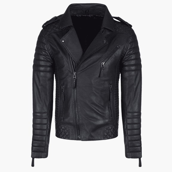 Handmade Quilted Leather Jacket For Mens Lambskin Black Leather Jacket