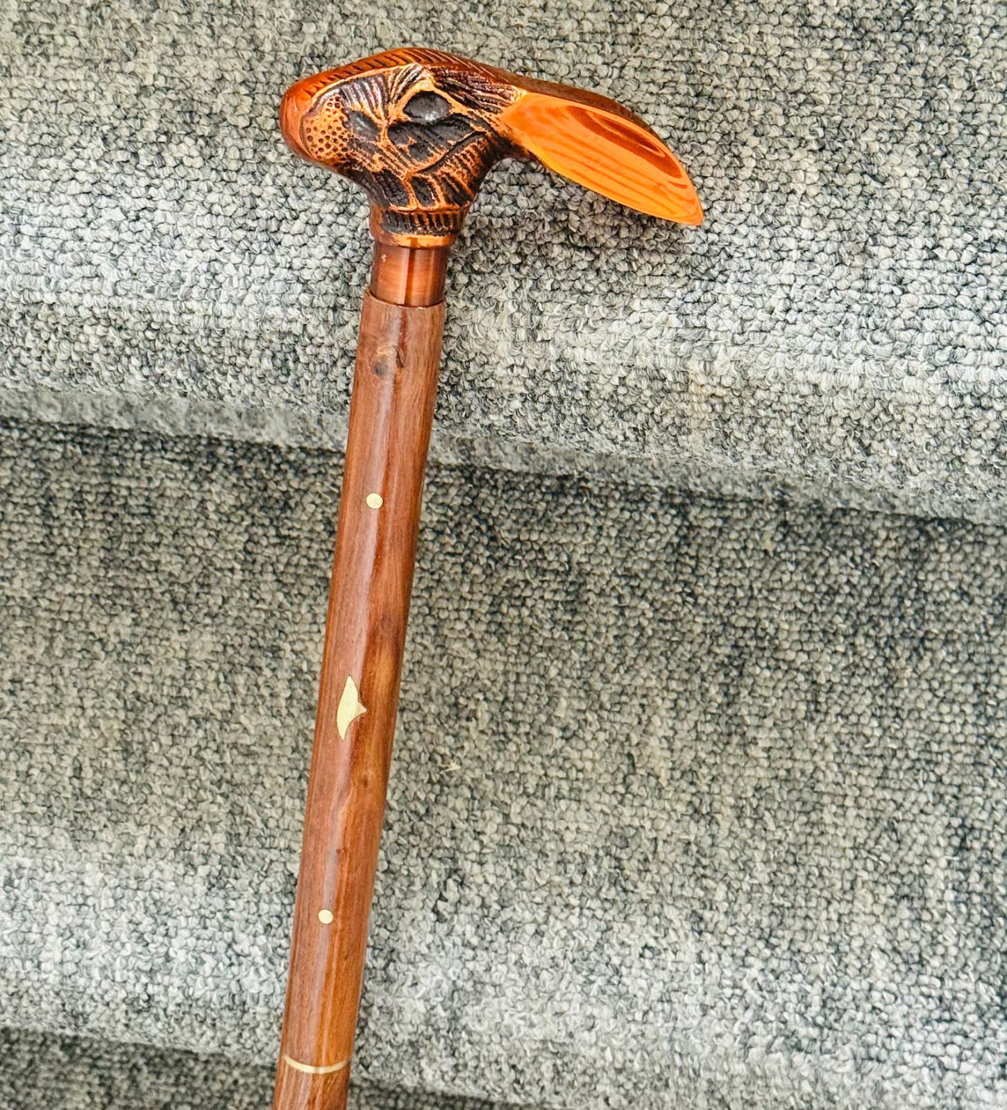 Handmade Rabbit Head Wooden Walking Cane - 36